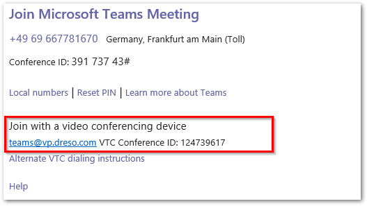 Join using video conferencing system