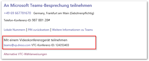 Mit einem Videokonferenzgerät teilnehmen + Konferenz-ID