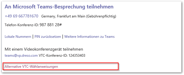 Alternative VTC-Wählanweisungen