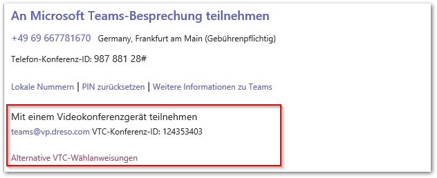 Mit einem Videokonferenzgerät teilnehmen + Konferenz-ID